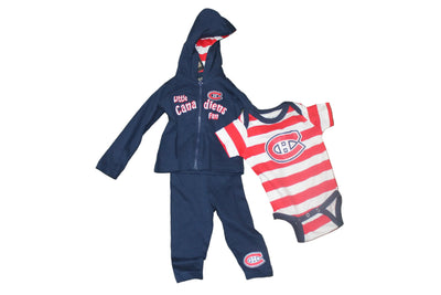 NHL Montreal Canadiens 3 piece Old Time Hockey Infant Lightweight Track Suit/Onesie Set
