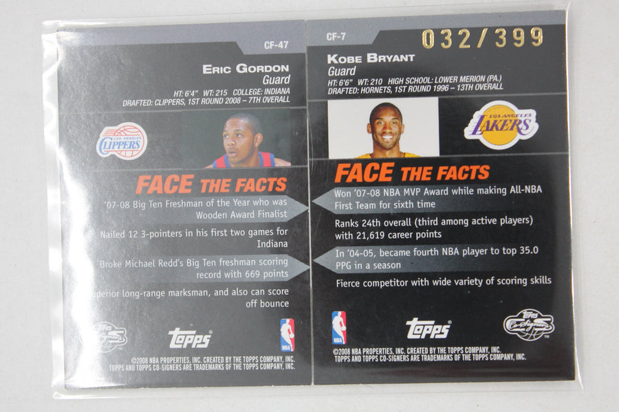 Kobe Bryant, Eric Gordon 2008-09 Topps Co-Signers - Changing Faces #CF-47-7 #032/399