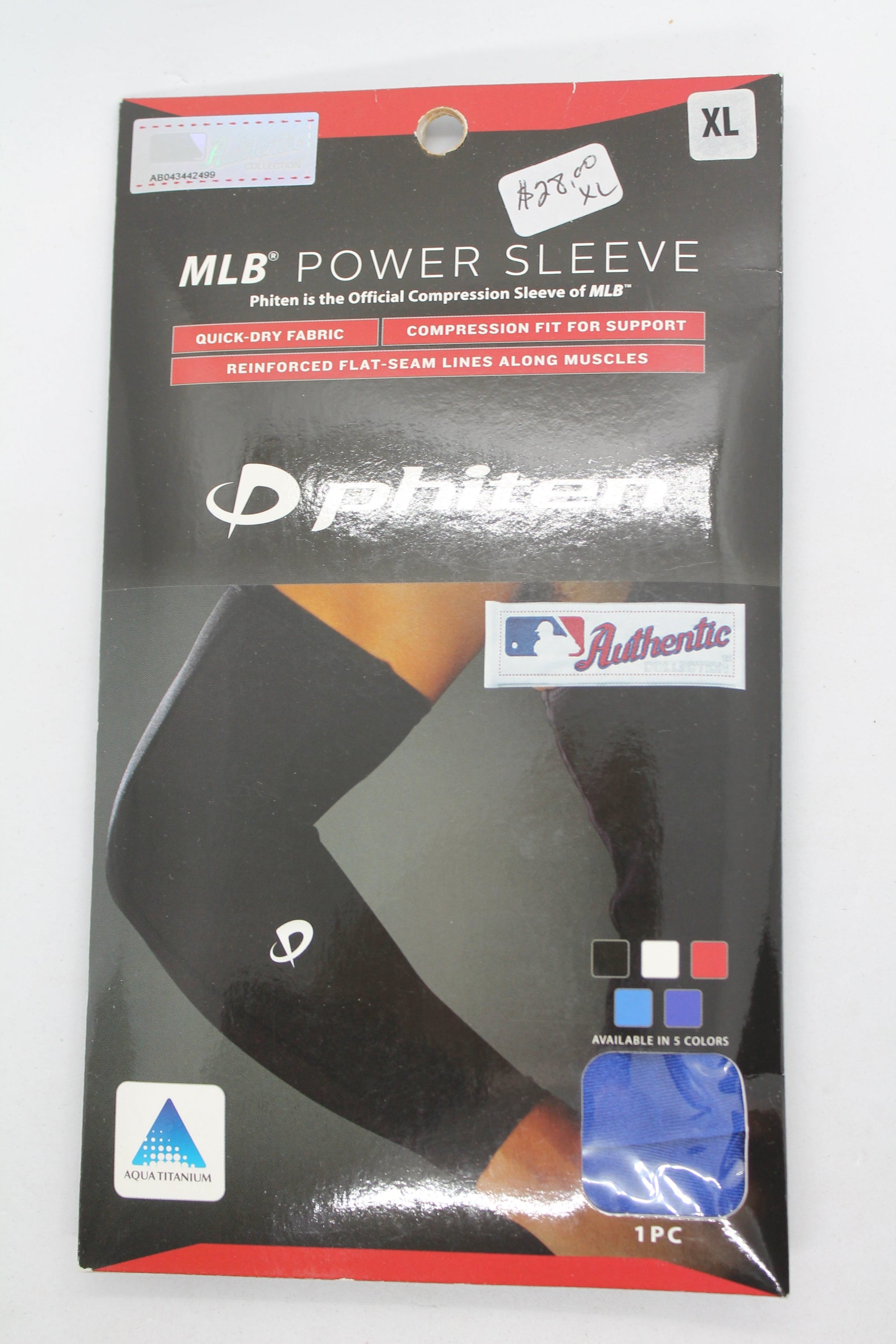 Phiten MLB Power Arm Sleeve - MLB Authentic - Royal Blue - XLarge