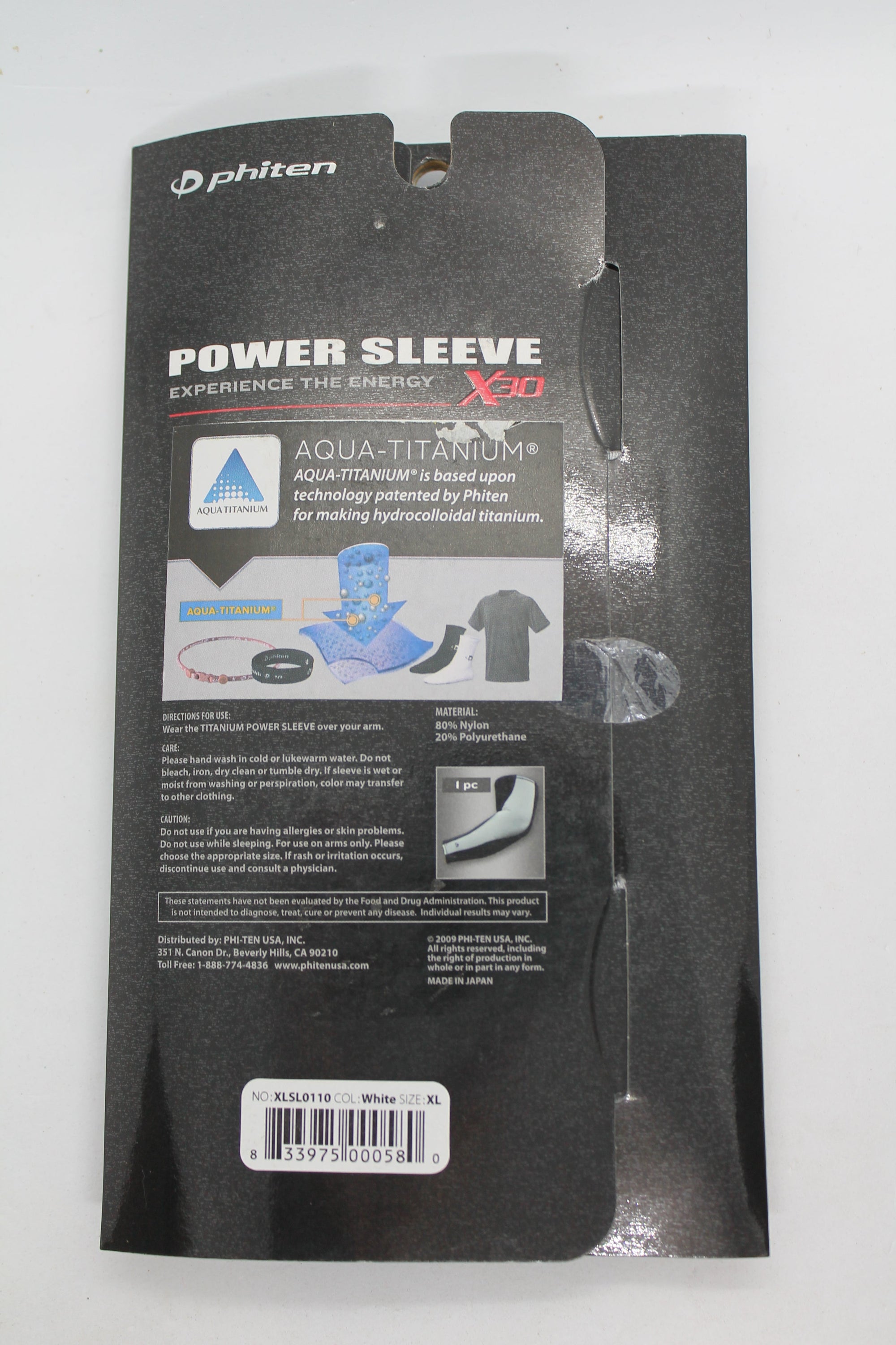 Phiten X30 Power Arm Sleeve - Grey & White - XLarge