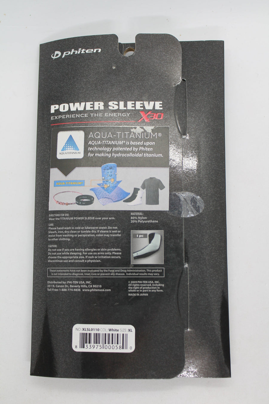 Phiten X30 Power Arm Sleeve - Grey & White - XLarge