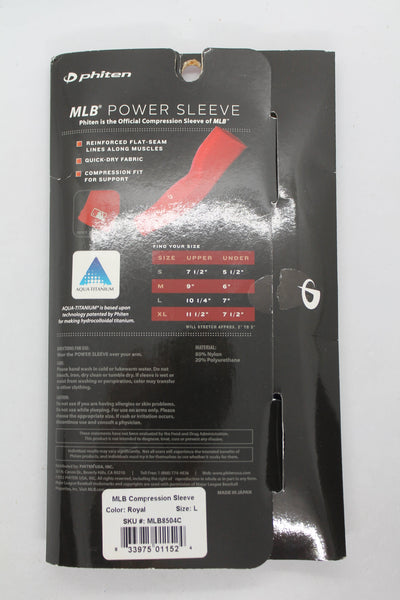 Phiten MLB Power Arm Sleeve - MLB Authentic - Royal Blue - Large