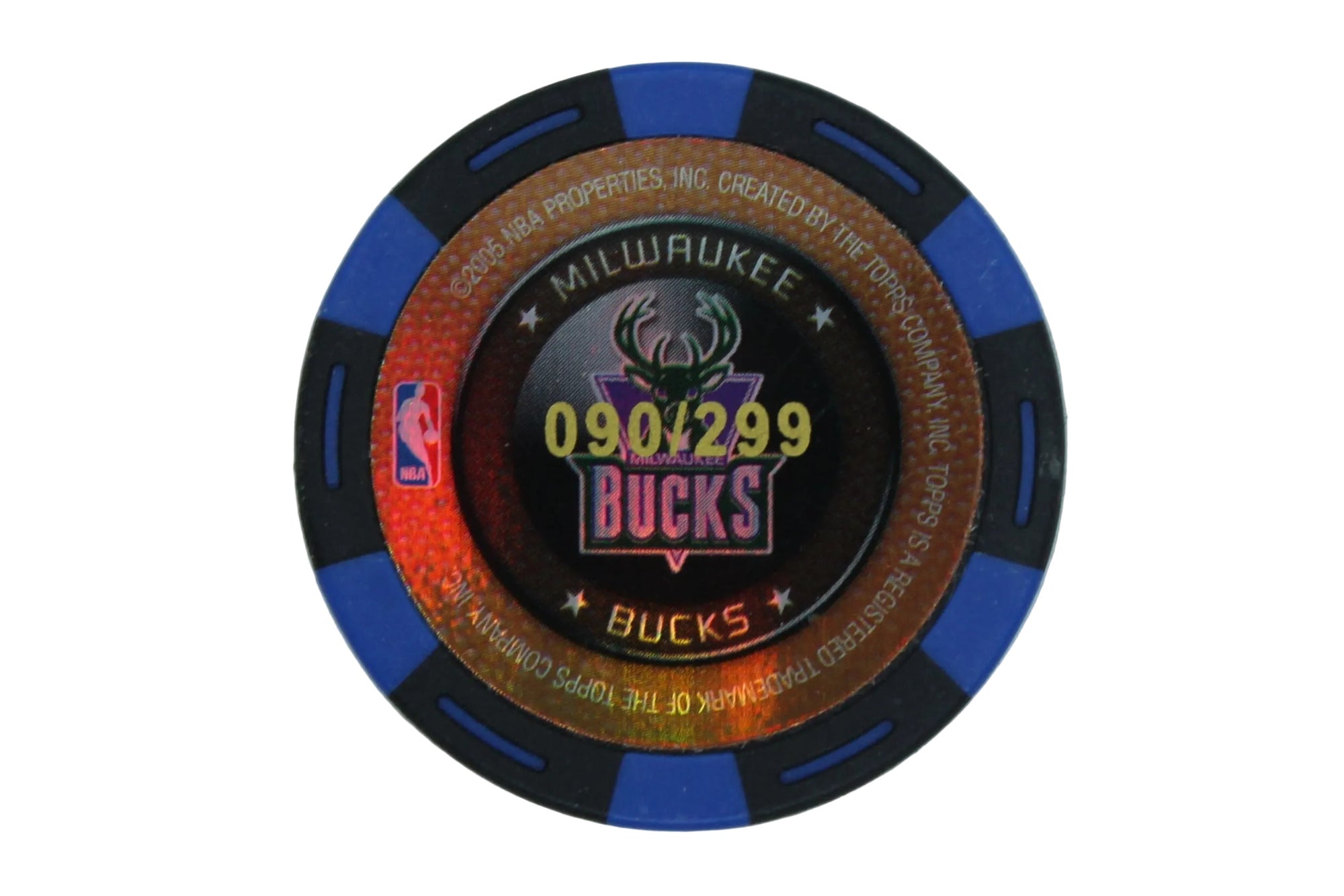 NBA 2005-06 Andrew Bogut NBA Topps Rookie Poker Chip Blue/Black - Rare #090/299