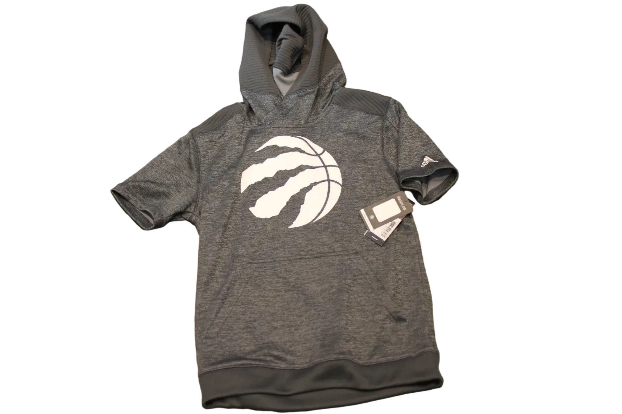 NBA Toronto Raptors Adidas Youth Lightweight Hoodie with Short Sleeves - Grey