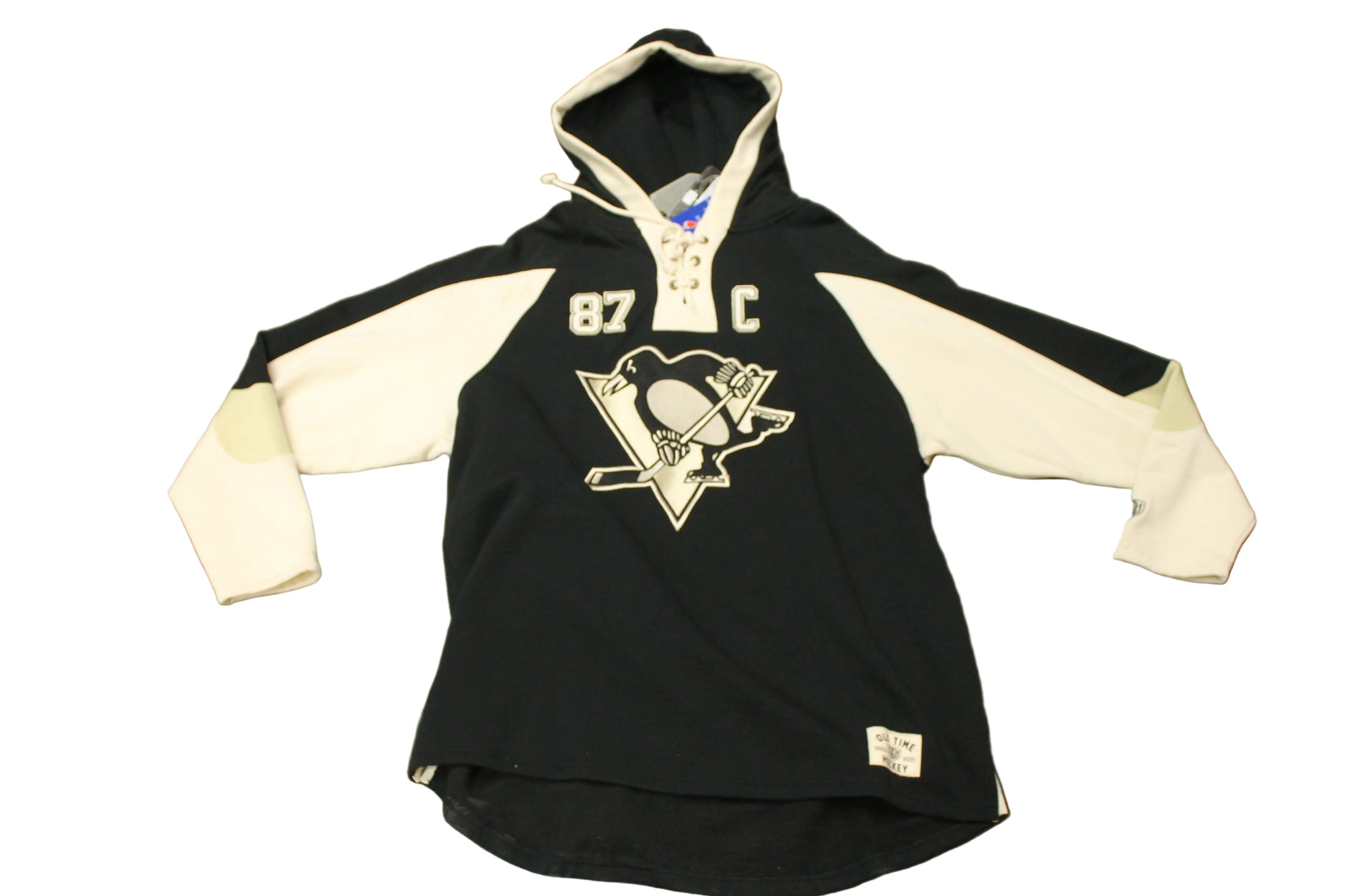 NHL Crosby # 87 Pittsburgh Penguins Men's Old Time Hockey Lacer Hoodie - XLarge (Sale)