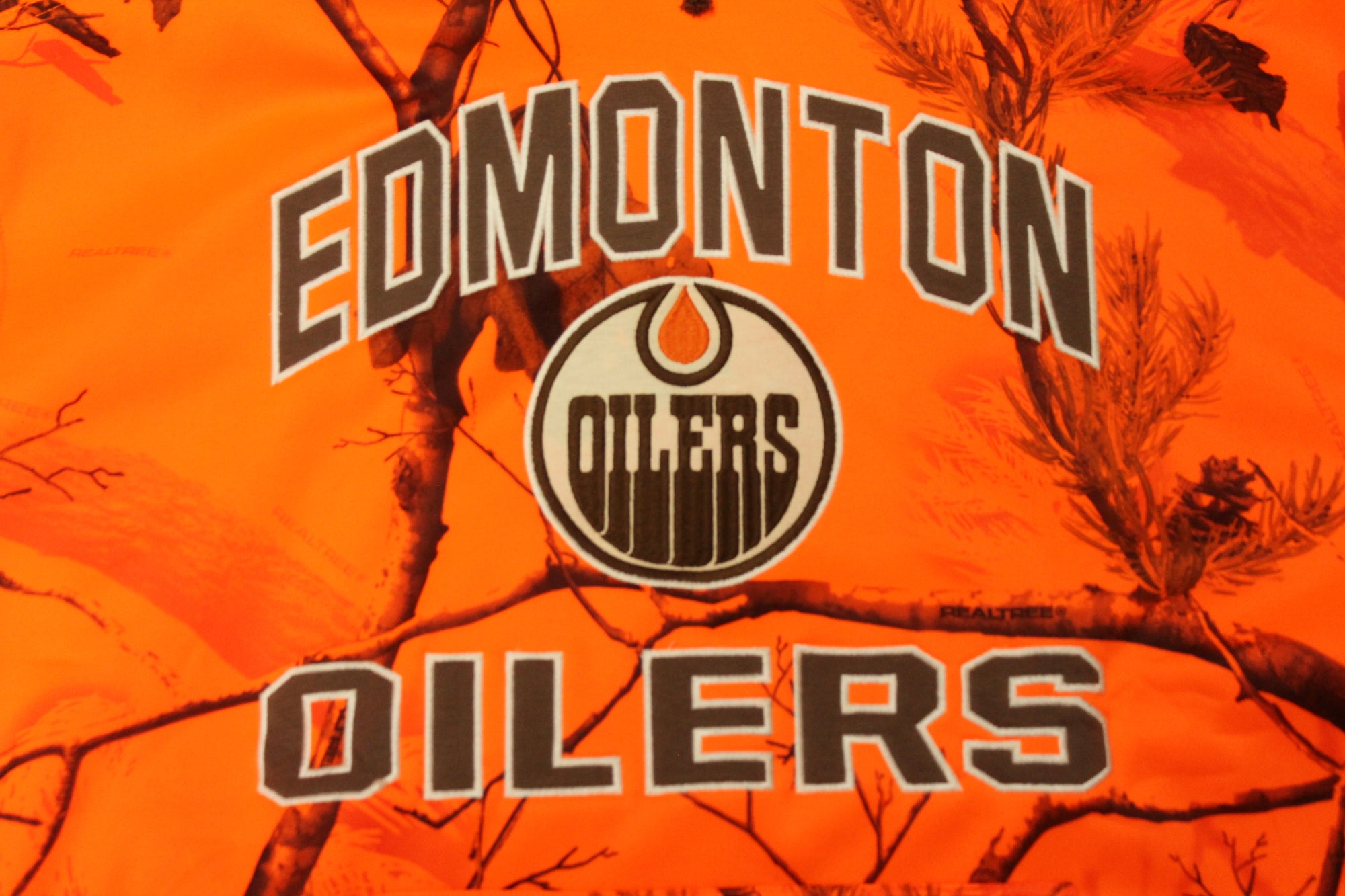 NHL Edmonton Oilers Men's Parot Realtree Orange Fleece OTH Camo Hoodie - XLarge