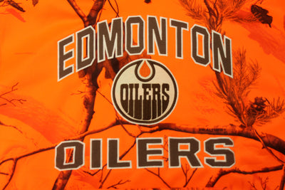 NHL Edmonton Oilers Men's Parot Realtree Orange Fleece OTH Camo Hoodie - XLarge