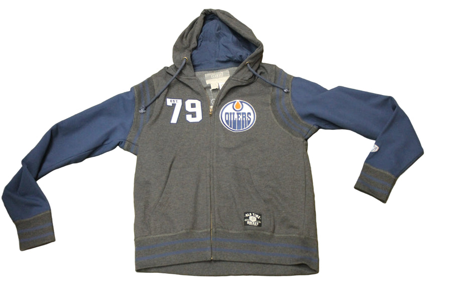 NHL Edmonton Oilers Men's Bagwell Fleece Old Time Hockey Zip-Up Hoodie