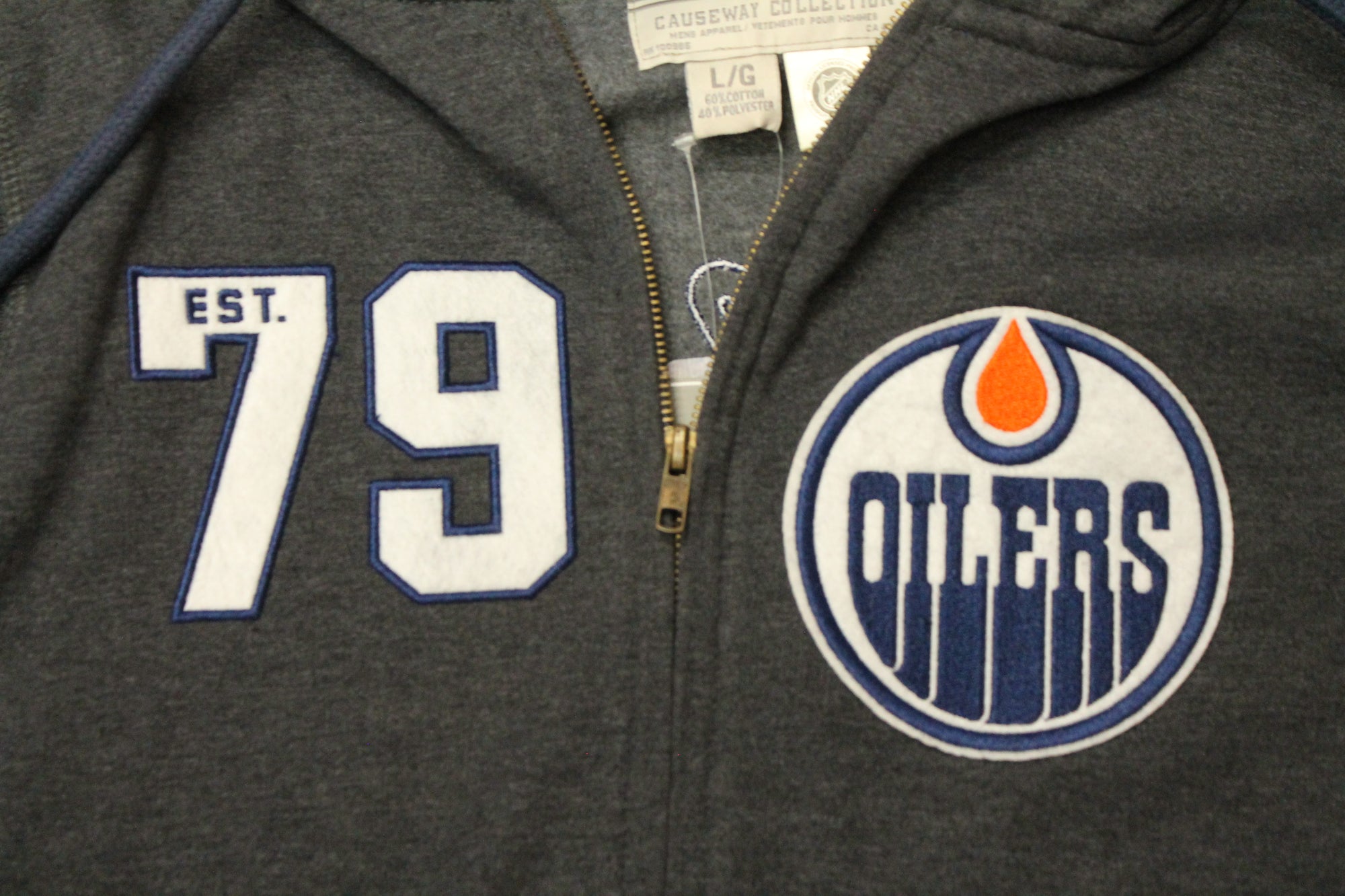 NHL Edmonton Oilers Men's Bagwell Fleece Old Time Hockey Zip-Up Hoodie