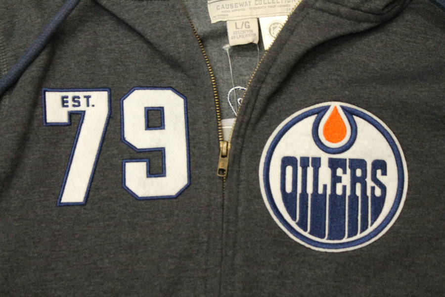NHL Edmonton Oilers Men's Bagwell Fleece Old Time Hockey Zip-Up Hoodie