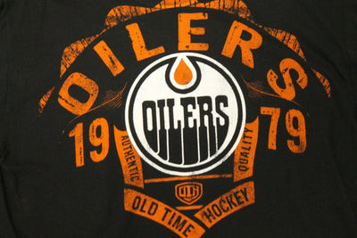 NHL Edmonton Oilers Men's Old Time Hockey Black Tee - Medium