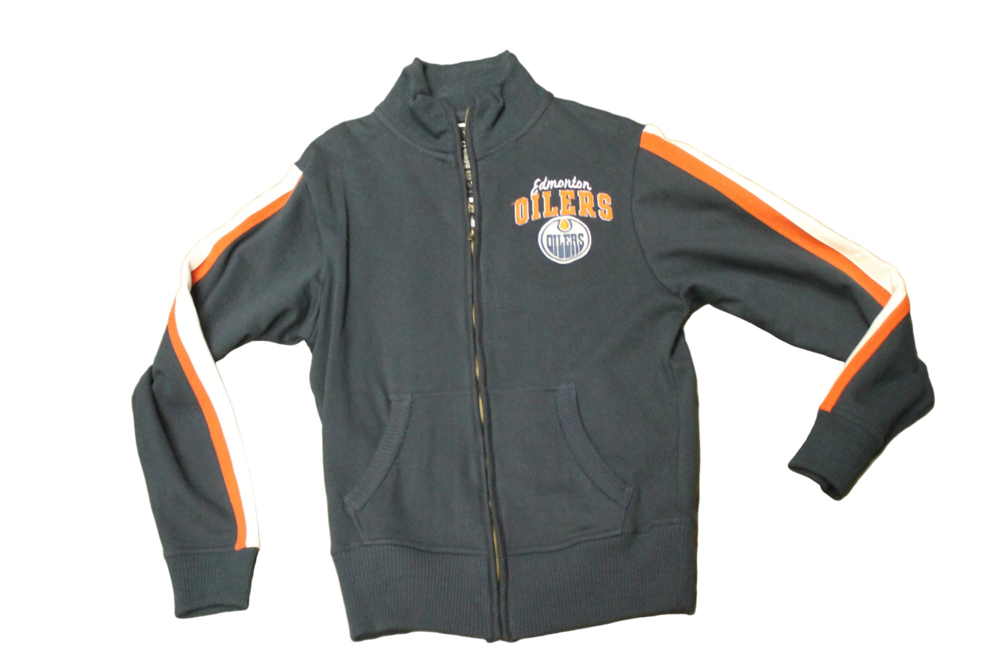 NHL Edmonton Oilers Men's Old Time Hockey Zip-Up Long Sleeve - Medium