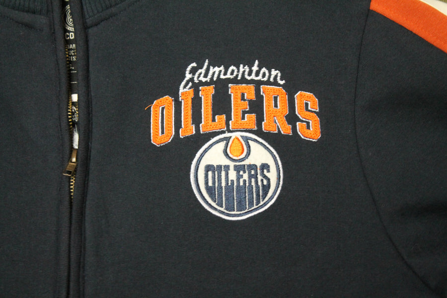 NHL Edmonton Oilers Men's Old Time Hockey Zip-Up Long Sleeve - Medium