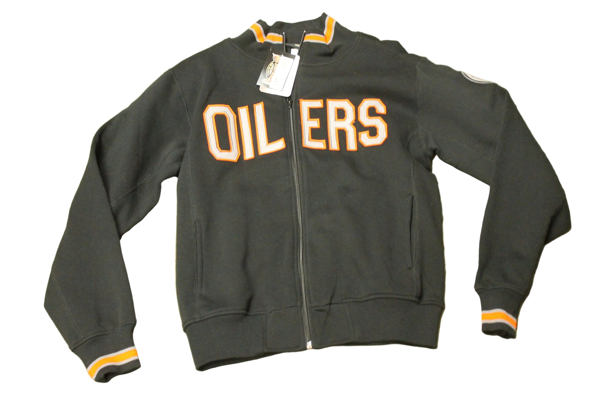 NHL Edmonton Oilers Men's Old Time Hockey Zip-Up Long Sleeve - Medium