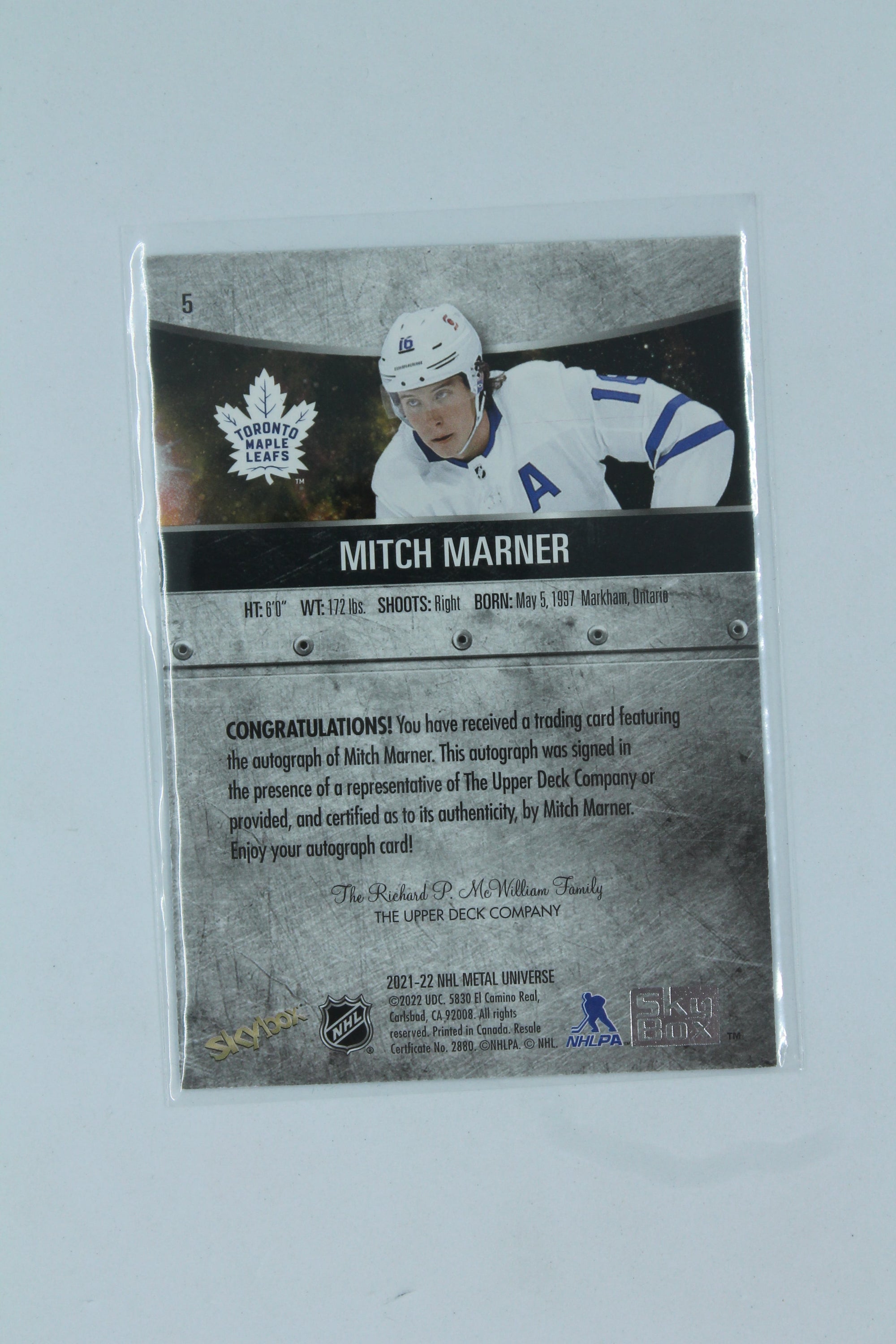 Mitch Marner 2021-22 Skybox Metal Universe  - Silver Autographs - #5 (Sale)