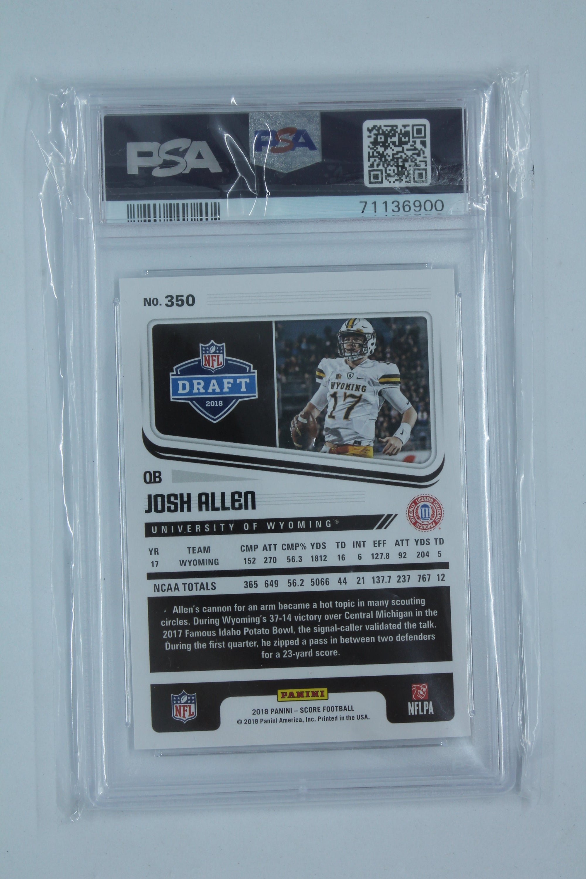 Josh Allen 2018 Score Rookie Card - PSA Mint 9