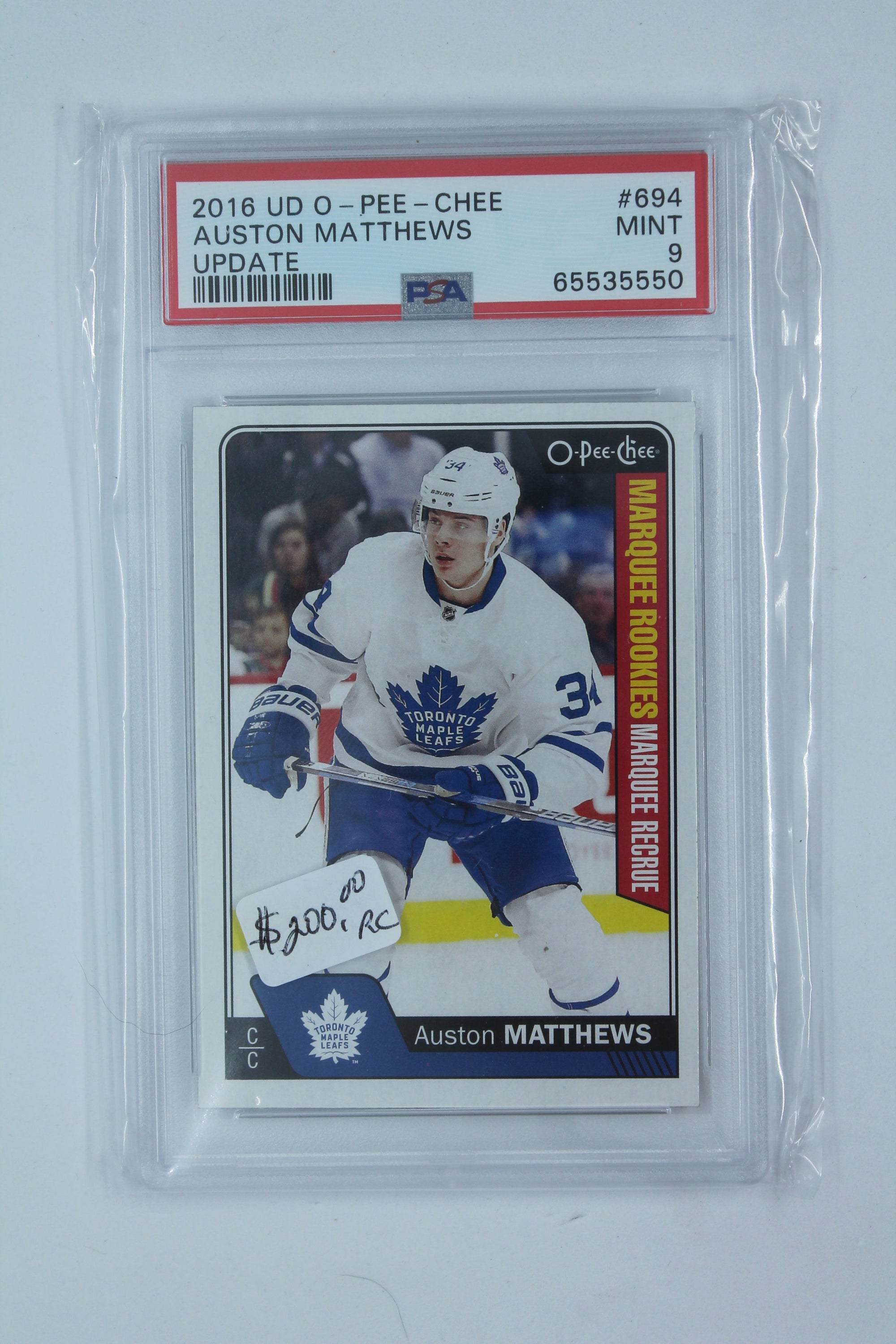 Auston Matthews 2016-17 O-Pee-Chee Update Rookie Card PSA 9