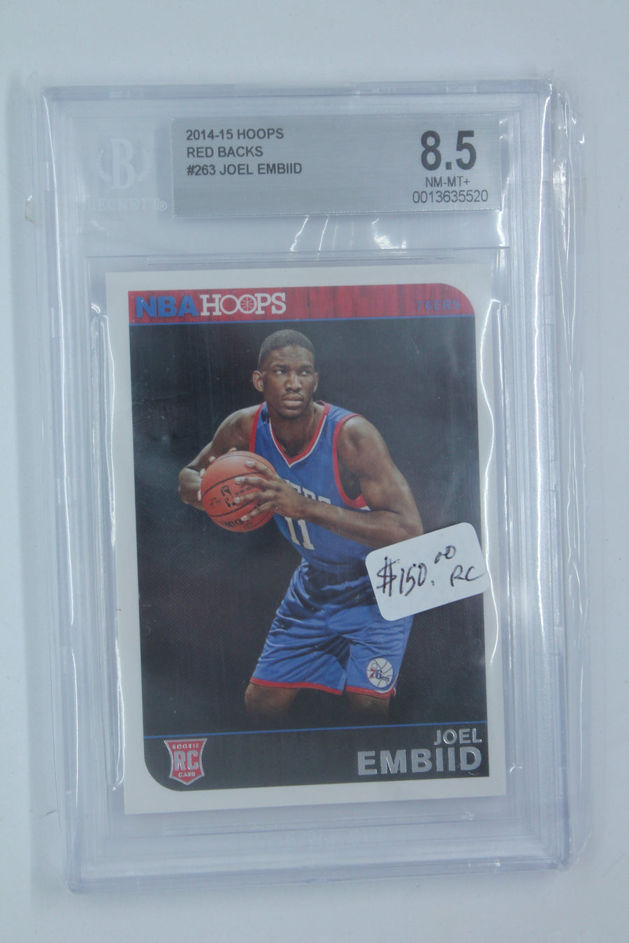Joel Embiid 2014-15 NBA Hoops Red Backs Rookie Card - Beckett 8.5