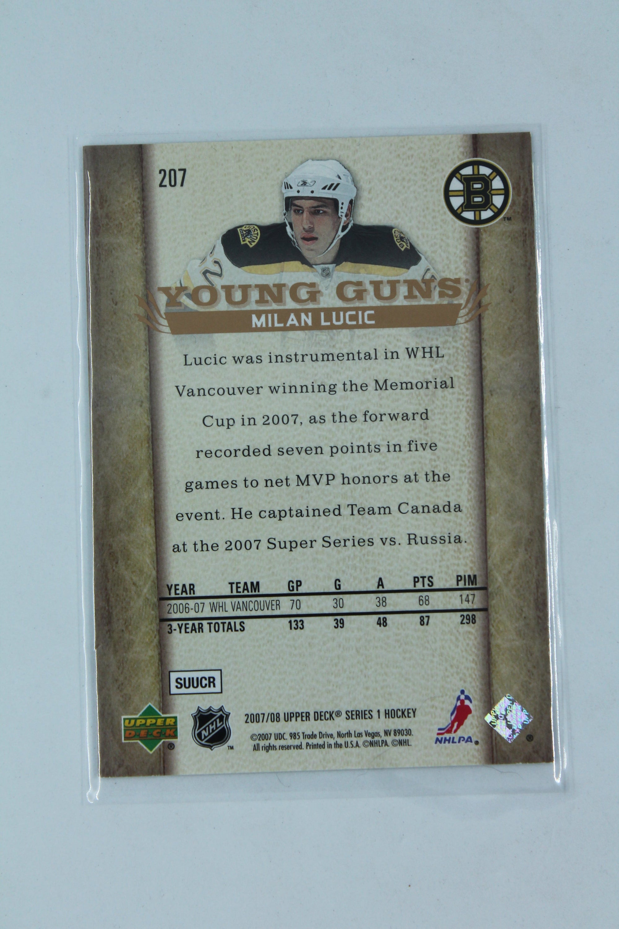 2007-08 Upper Deck - [Base] #207 Young Guns - Milan Lucic