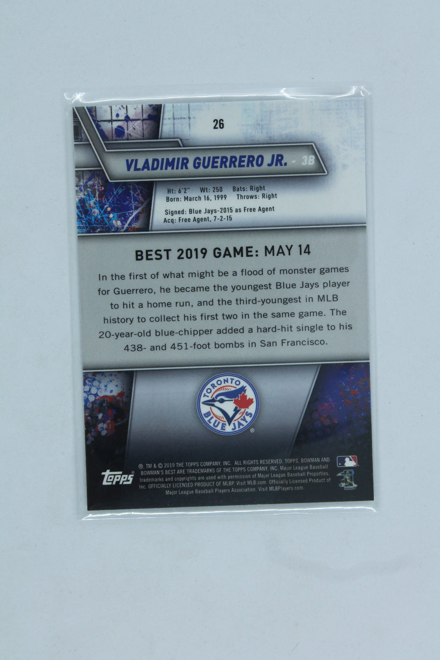 2019 Bowman's Best - Veterans and Rookies #26  Vladimir Guerrero Jr.