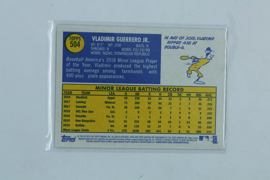 Vladimir Guerrero Jr. 2019 Topps Heritage Rookie Card