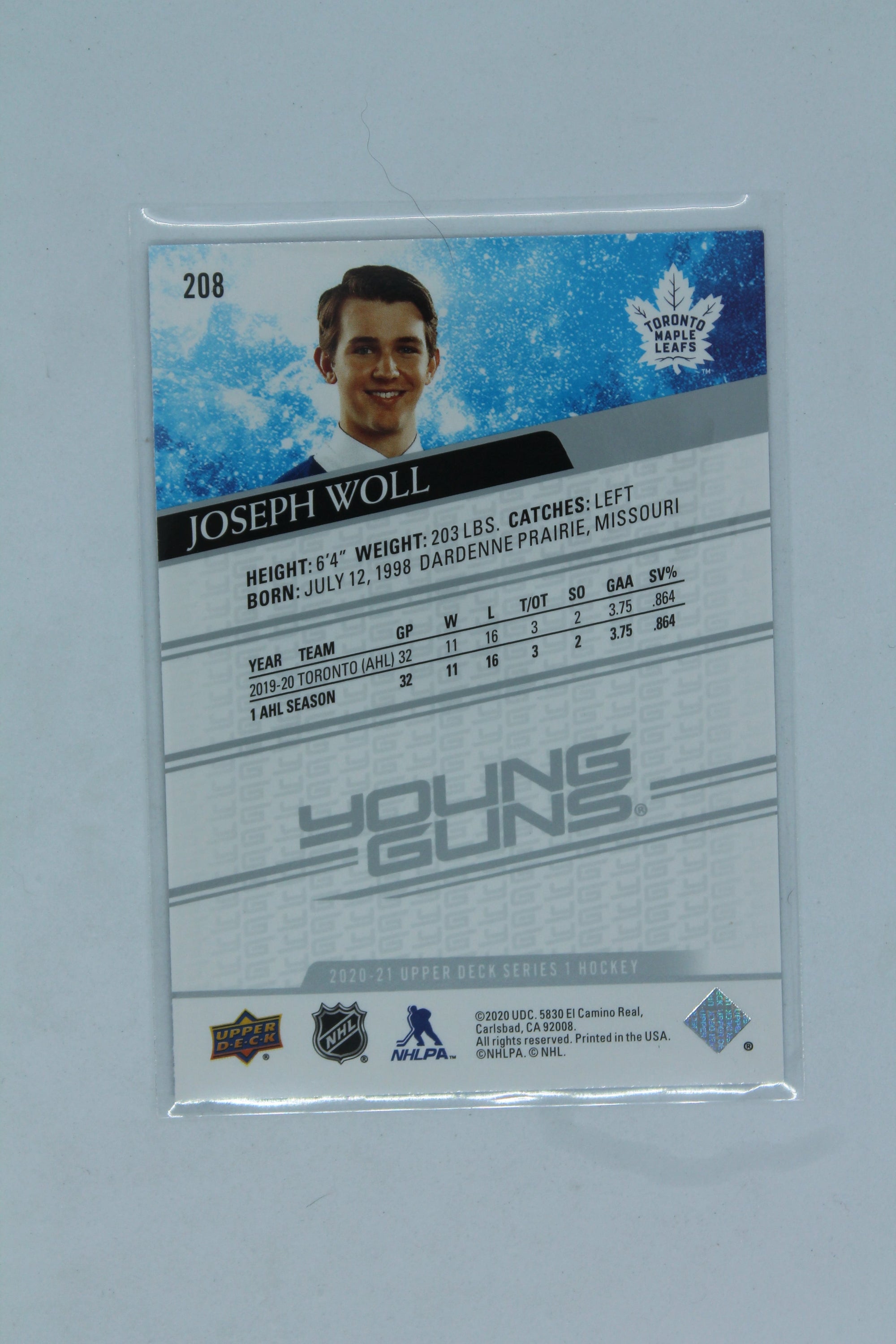Joseph Woll 2020-21 Upper Deck Young Guns Rookie Card