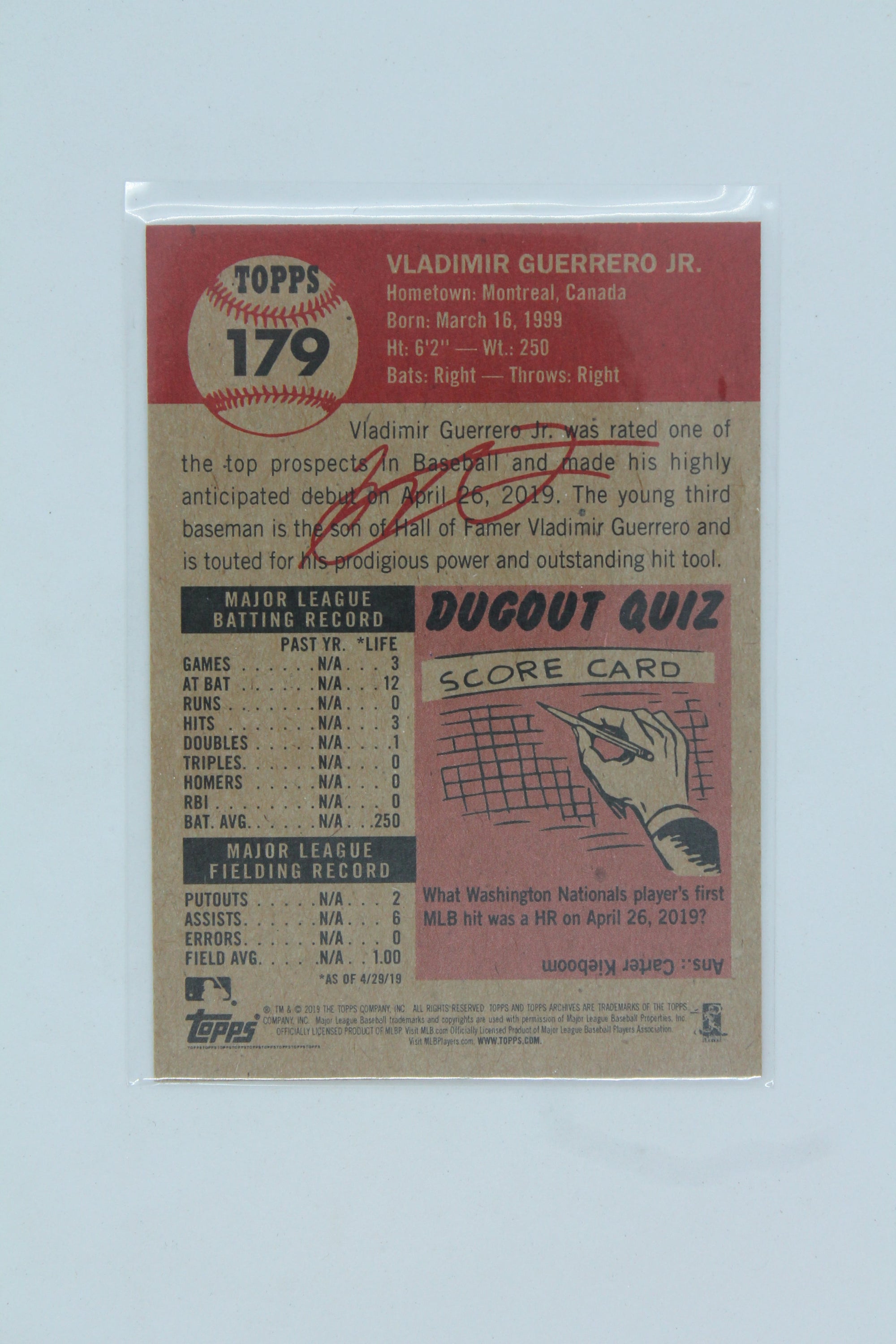 Vladimir Guerrero Jr. 2019 Topps Living Set - Online Exclusive Rookie Card