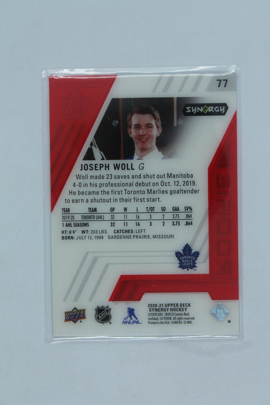 Joseph Woll 2020-21 Upper Deck Synergy Rookie Card