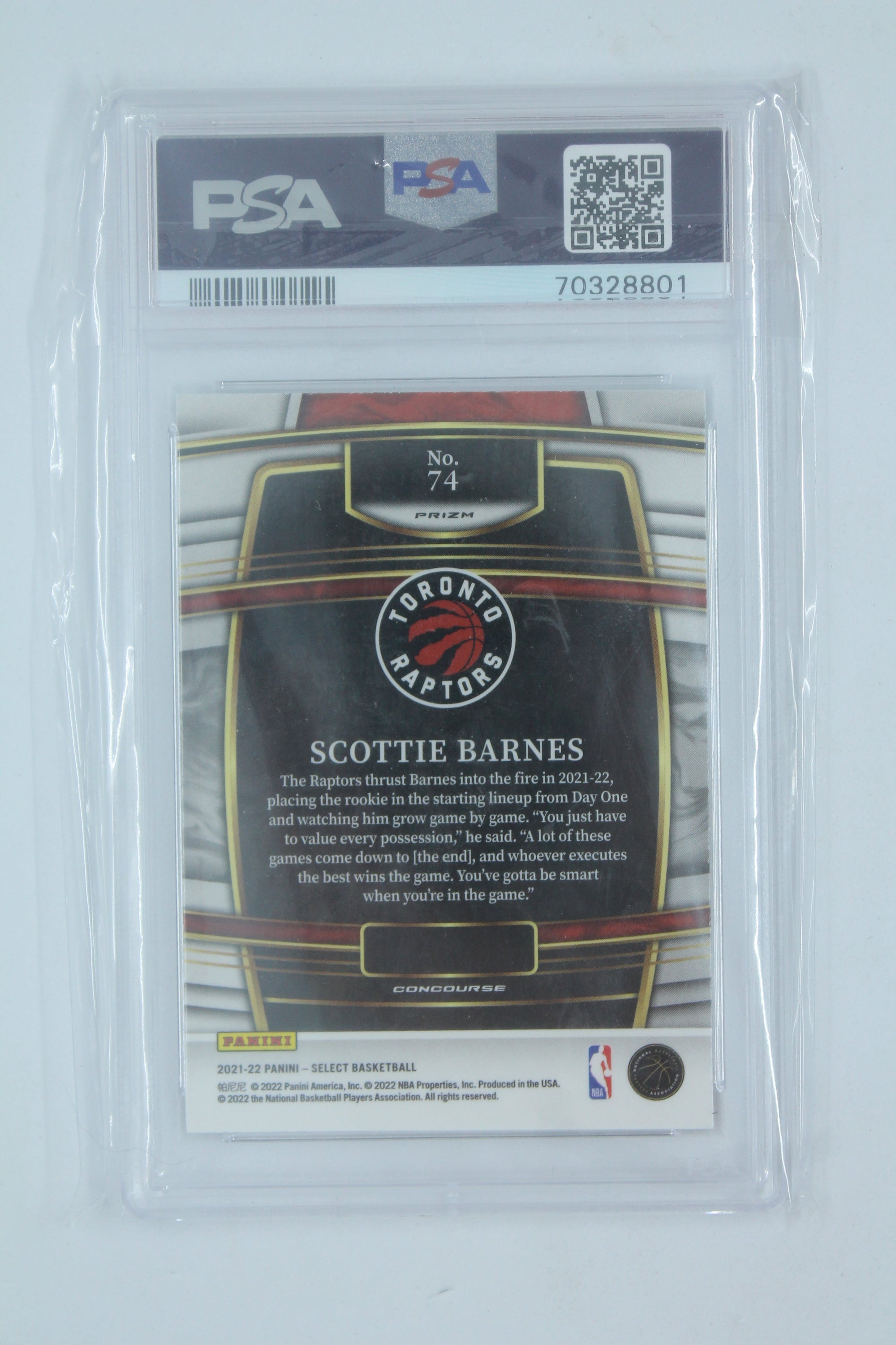 Scottie Barnes 2021 Select Green/White/Purple Prizm Rookie Card PSA Mint 9