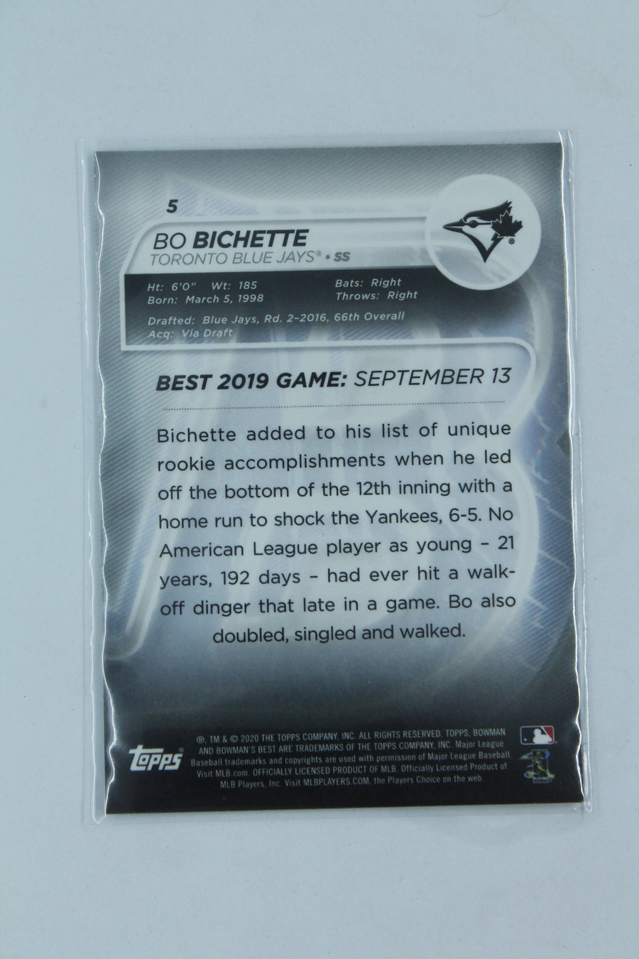 Bo Bichette 2020 Topps Bowman's Best Rookie Card