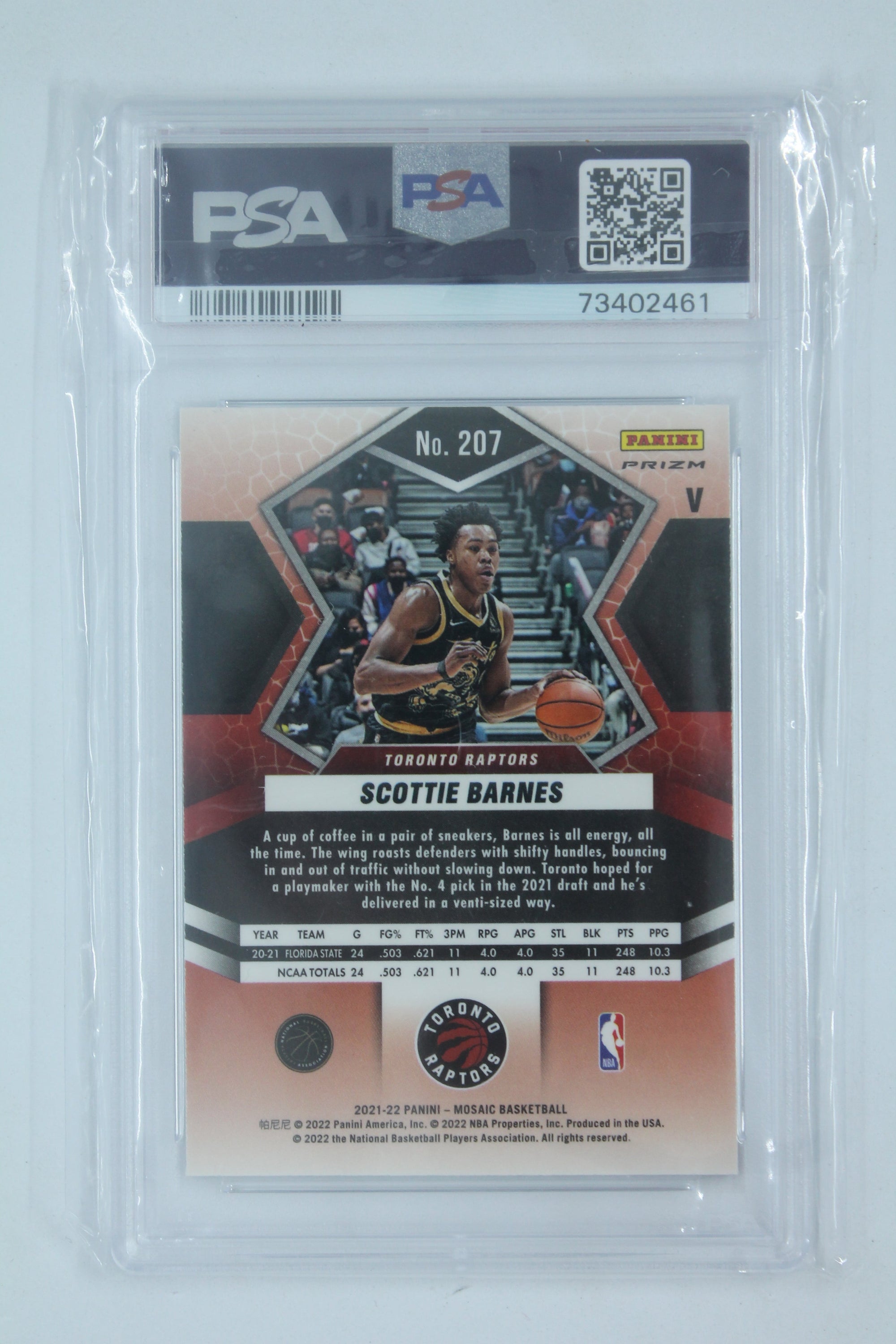 Scottie Barnes 2021-22 Panini Mosaic Variation - Fast Break Rookie Card PSA GEM MT 10