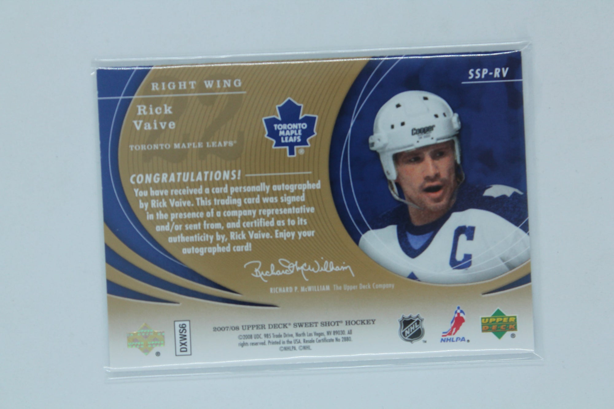 Rick Vaive 2007-08 Upper Deck Sweet Shot Puck Signings - #SSP-RV