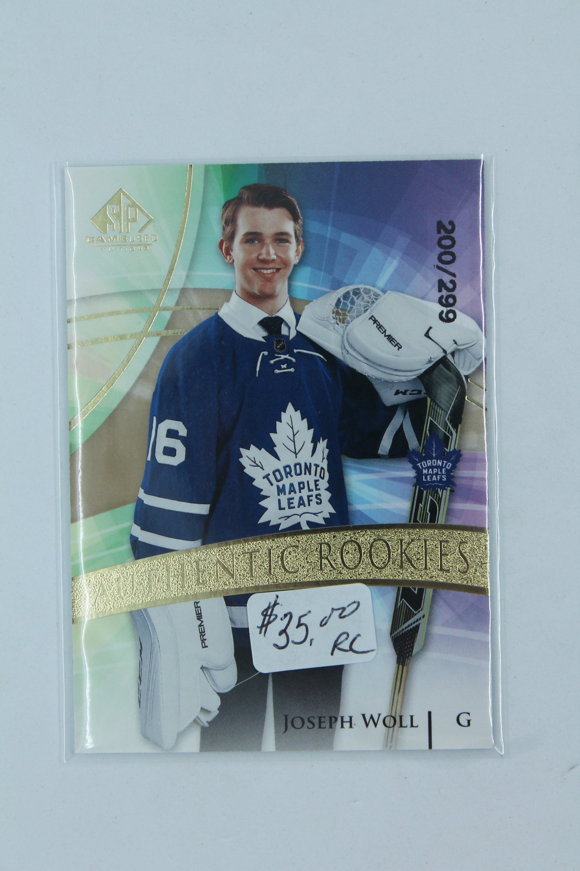 Joseph Woll 2020-21 Upper SP Game Used - Golden Burst Rookie Card #200/299