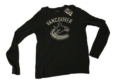 NHL Vancouver Canucks Men's Old Time Hockey Leonard L/S Tee (Black & Grey)