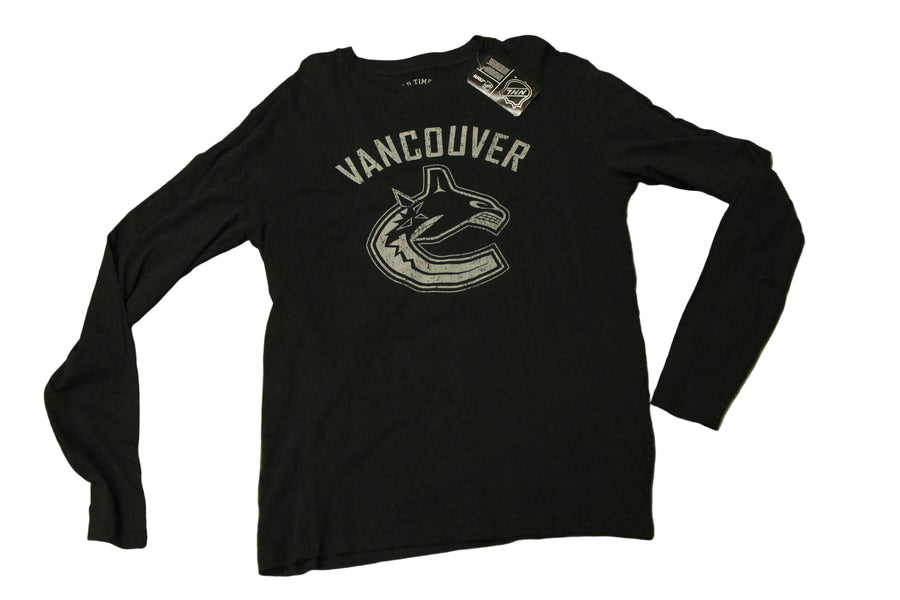 NHL Vancouver Canucks Men's Old Time Hockey Leonard L/S Tee (Black & Grey)