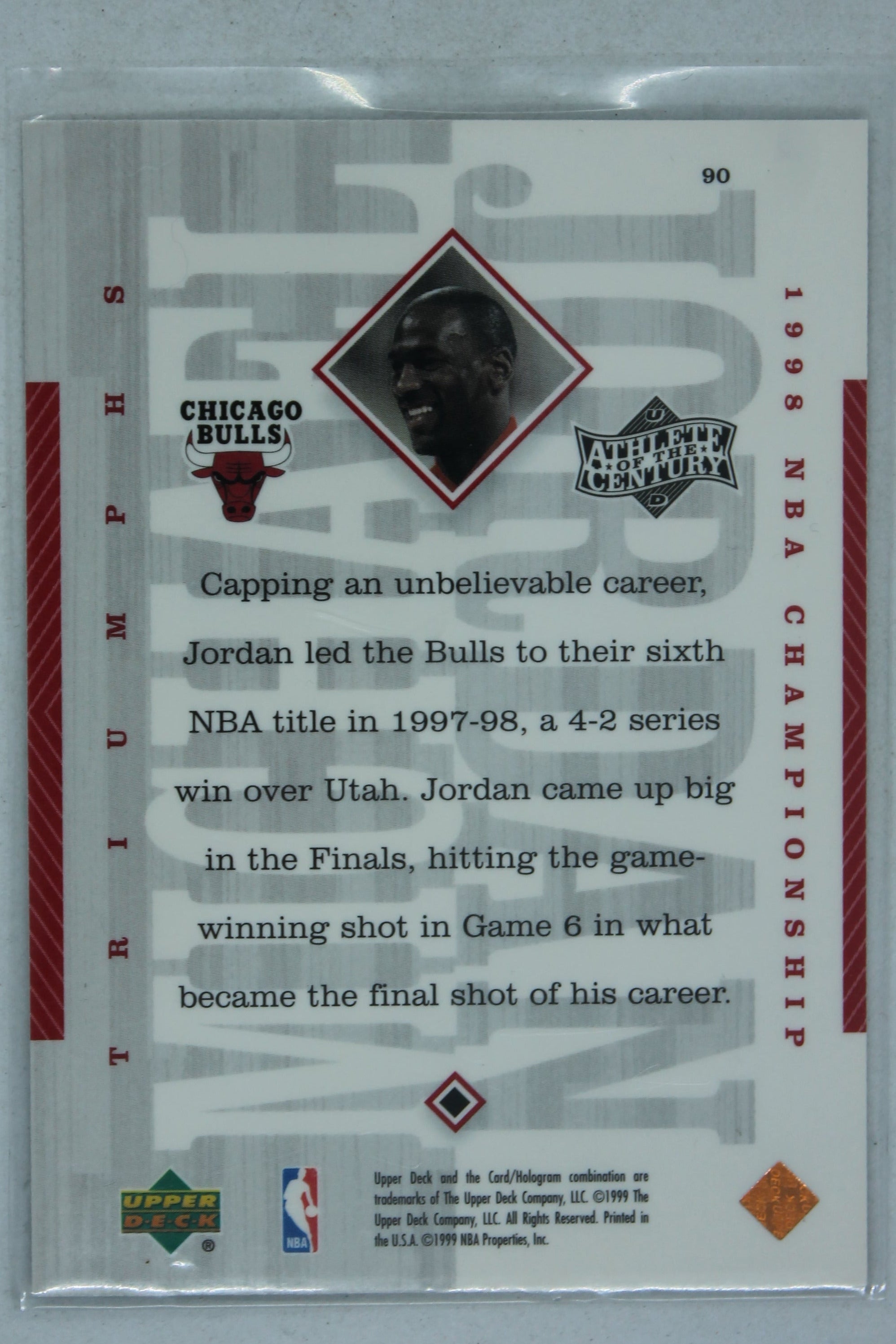 Michael Jordan 1999 Upper Deck Michael Jordan Athlete of the Century - [Base] #90