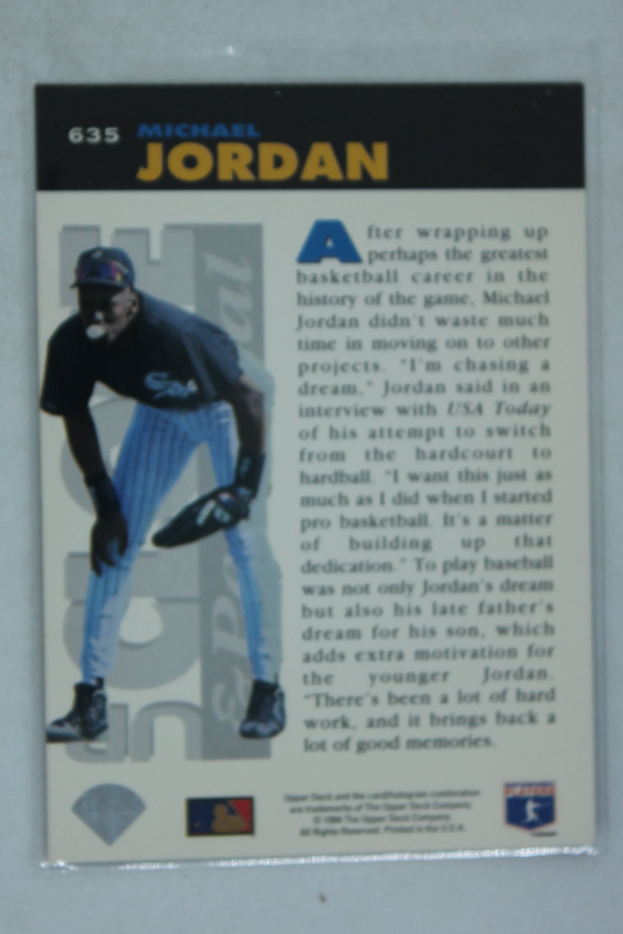 Michael Jordan 1994 Upper Deck Collector's Choice - [Base] #635.1 Up Close & Personal - (Black Bar on Bottom)