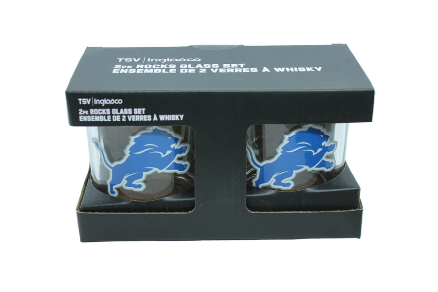 NFL Detroit Lions Logo Rocks 10oz Glass Set (2 pack)