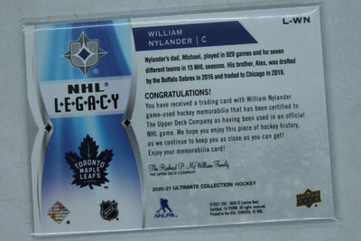 William Nylander 2020-21 Upper Deck Ultimate Collection - NHL Legacy Jersey Relics #L-WN Jersey Card