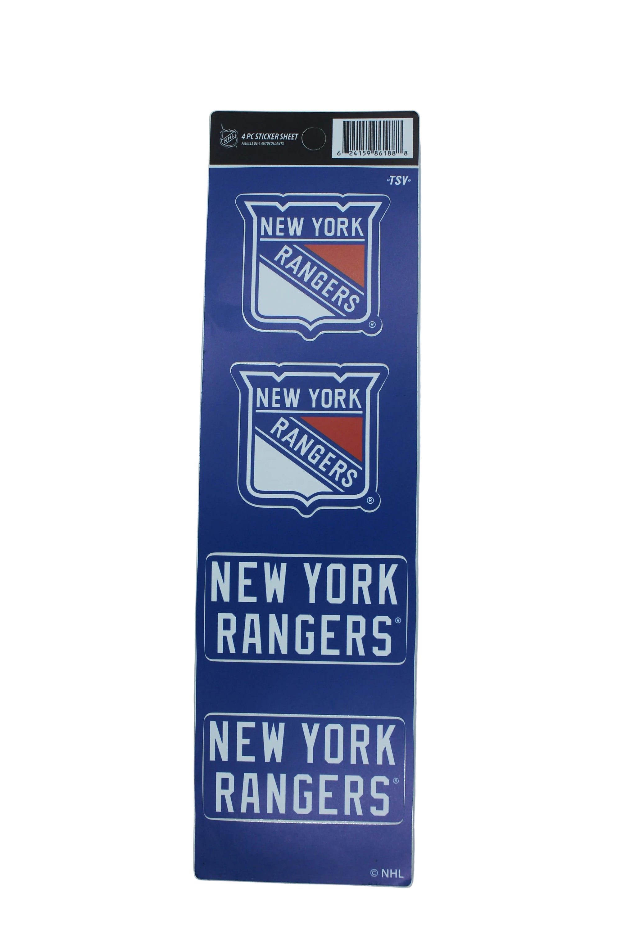 NHL New York Rangers 4 piece Sticker Sheet