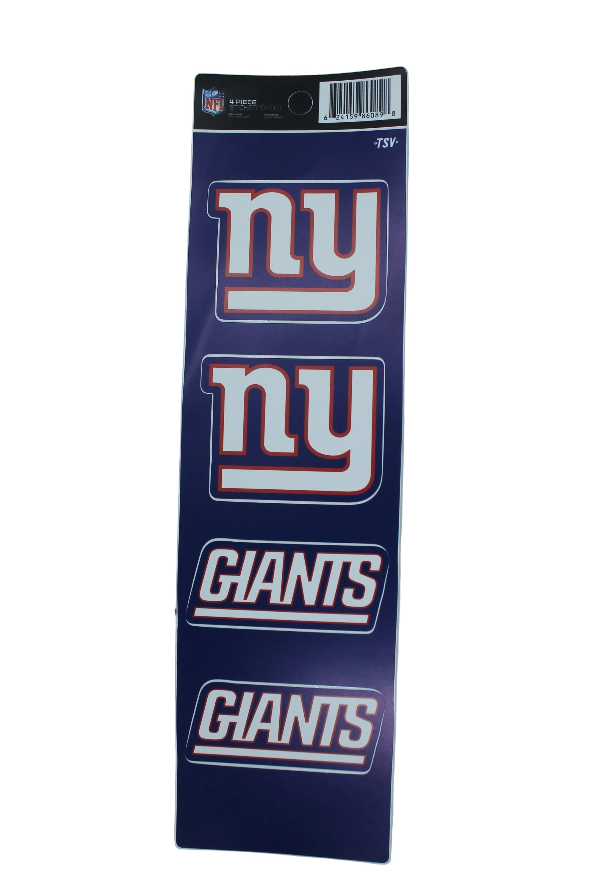 NFL New York Giants 4 piece Sticker Sheet