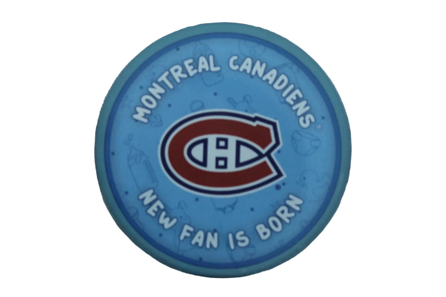 NHL Montreal Canadiens "New Fan is Born" Hockey Puck (Baby blue) in Puck Case
