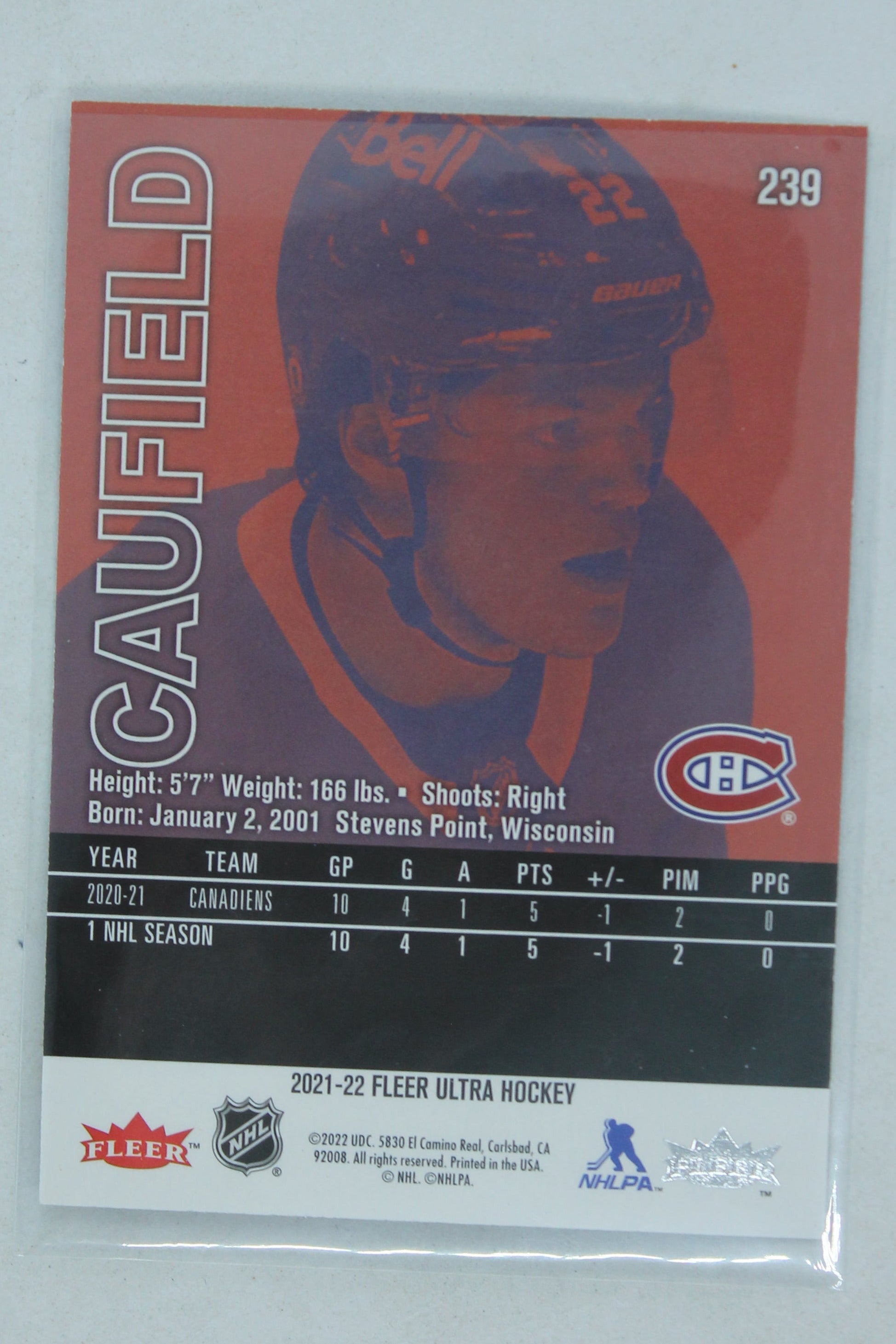 Cole Caufield 2021-22 Upper Deck Fleer Ultra Silver Foil Rookies Rookie Card