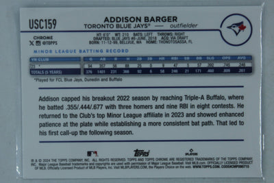 Addison Barger 2024 Topps Chrome Update Series Rookie Card