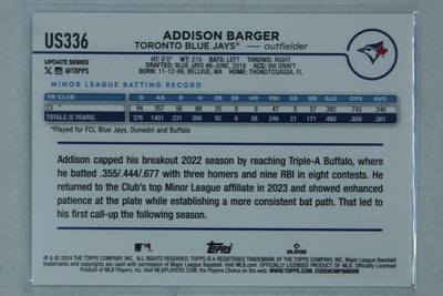 Addison Barger 2024 Topps Update Series Rookie Card