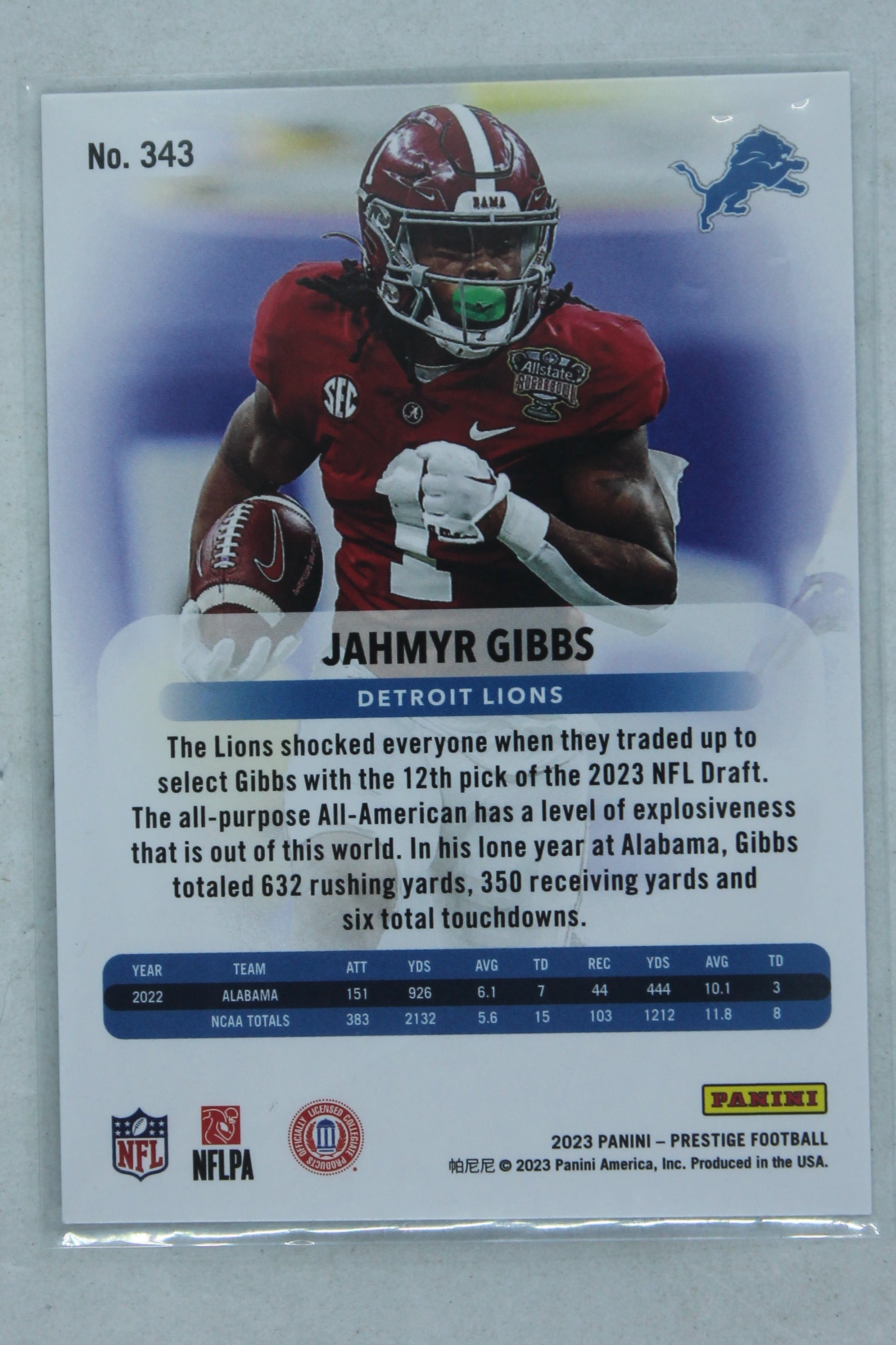 Jahmyr Gibbs 2023 Panini Prestige Rookies - Rookie Card