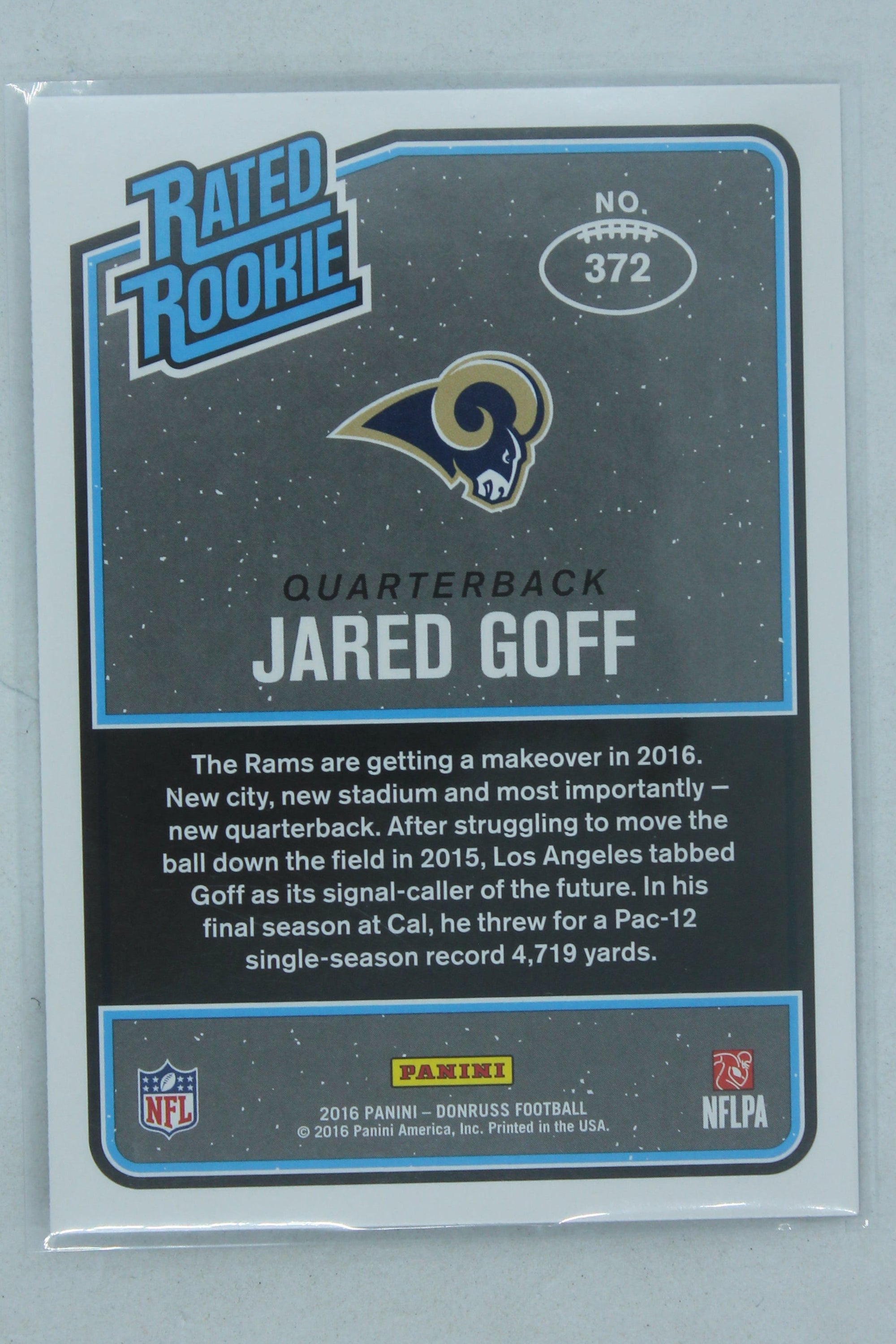 Jared Goff 2016 Panini Donruss Rated Rookies Rookie Card
