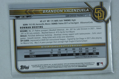 2022 Bowman - Prospects #BP-28  Brandon Valenzuela PRC