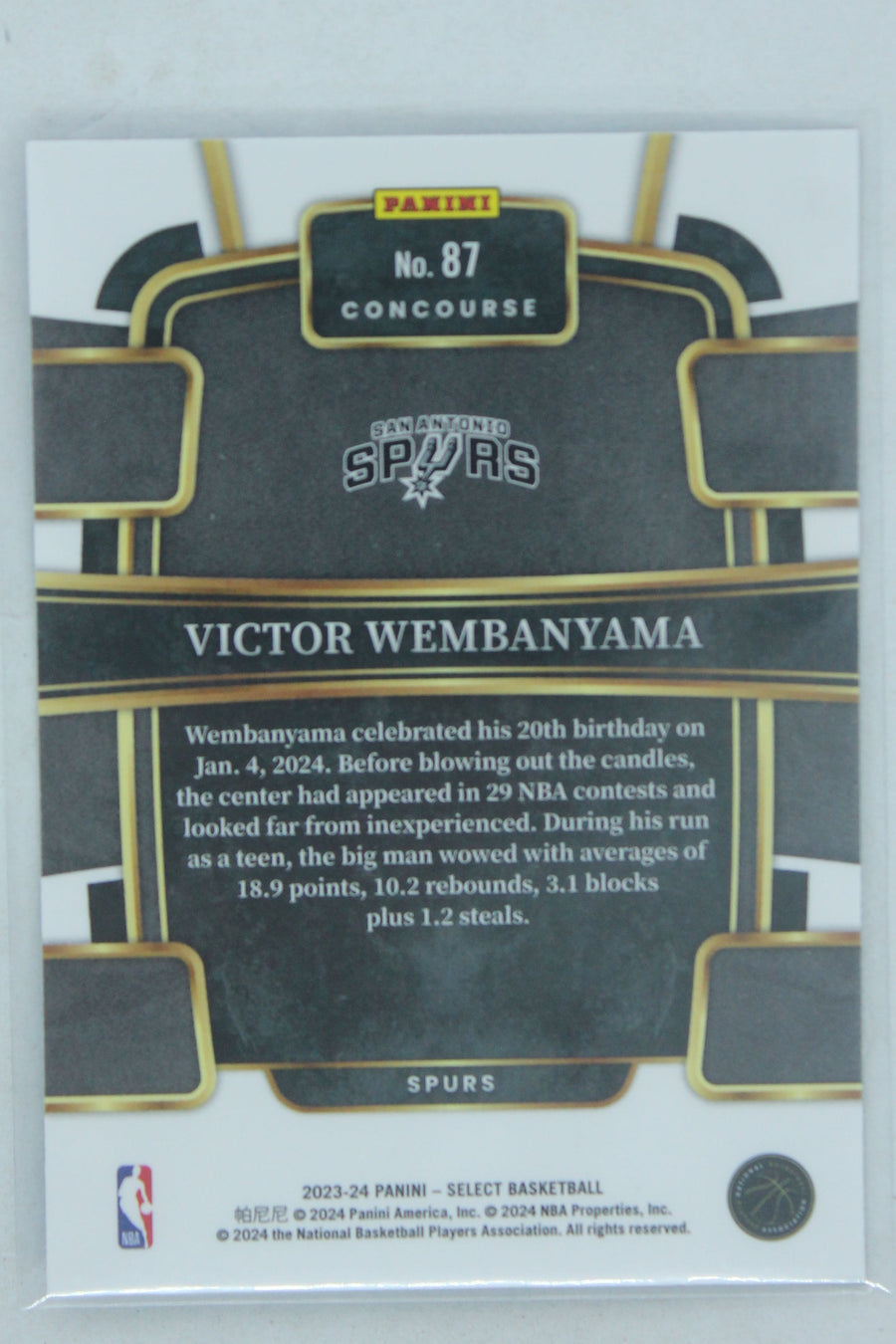 Victor Wembanyama 2023-24 Panini Select Blue Concourse Rookie Card