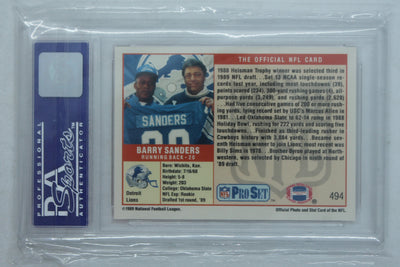 Barry Sanders 1989 Pro Set Rookie Card - PSA 9